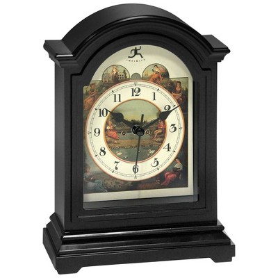 Black Grandfather-Inspired Tabletop Clock with Artwork