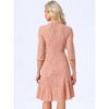 Allegra K Women's Elegant 3/4 Sleeves Ruffles Bodycon Fishtail Lace Midi Dress - 3 of 4