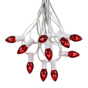 Novelty Lights 25 Feet C7 Christmas String Light Set, Vintage Holiday Hanging Light Set, White Wire - 1 of 4