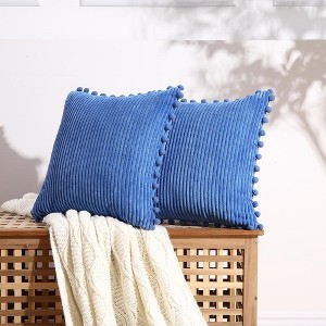 Vertical Strip Cut with Cotton Ball Throw Pillow Cover, 18" x 18" Blue - 1 of 1