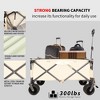DOMETOUR Heavy Duty Folding Wagon Cart with Big Wheels, Adjustable Handle & Drink Holders for Beach, Shopping, Camping, Garden & Outdoor - 2 of 4