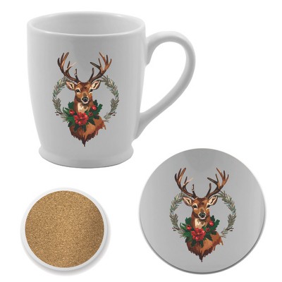 Courtside Market Holiday Buck 16 oz Morning Mug & Coaster Set