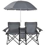 Portable Folding Picnic Double Chair W/Umbrella Table Cooler Beach Camping Turquoise\Black\Red\Gray