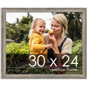PosterPalooza | 30x24 Thin Barnwood Picture Frame, UV Acrylic, 2 Finishes - Grey and Black - 1 of 4