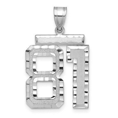 Black Bow Jewelry 14k White Gold, Varsity Collection, Large D/C Pendant, Number 81