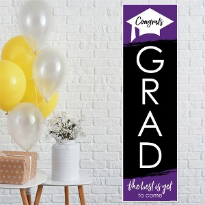 Big Dot of Happiness Purple Graduation Party Door Decoration - Vertical Banner - 1 of 4