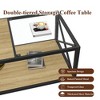 Industrial Coffee Table Cocktail Table Center Table with Tempered Glass&Wood Grain Top-ModernLuxe - 3 of 4