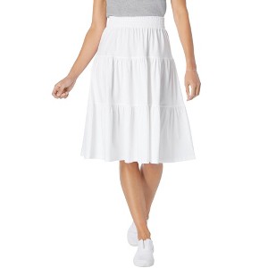 Woman Within Plus Size Elastic-Waist Knit Tiered Skirt - 1 of 4