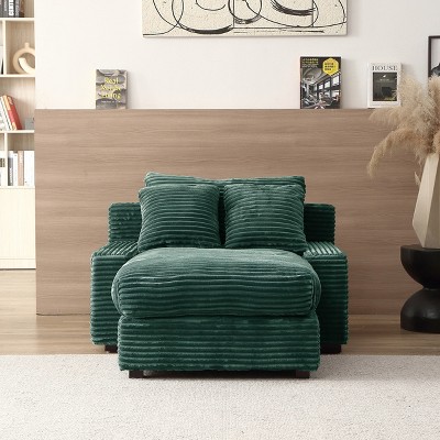 MAYEERTY Modern Luxury Sleeper Sofa Bed - Vibrant Green Corduroy Upholstery, Trendy Home Accent