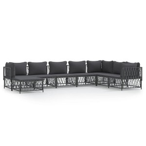 vidaXL Anthracite Stylish Patio Lounge Set, Modern Woven Fabric & Sturdy Steel Frame, with Comfy Cushions, Easy-to-Move Modular Design - 1 of 4