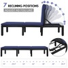 Tangkula Patio Lounge Chair Rattan Chaise w/ Adjustable Navy/Red & Off White Cushioned - 4 of 4