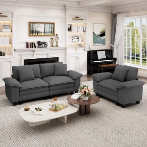 Captiva Designs Cloud Modular 3PC Loveseat Sofa Set, Comfy Deep Seat Sectional Couch for Living Room, Corduroy & Chenille Fabric Upholstery - 1 of 4