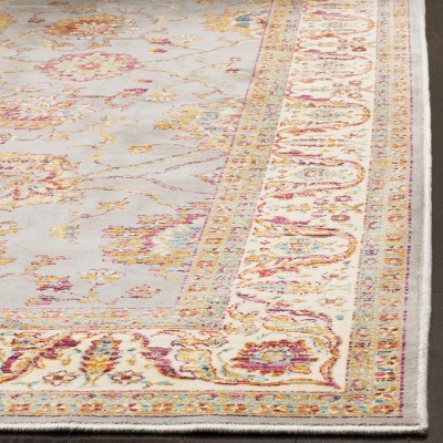 Handmade Silver and Ivory Viscose Rectangular Area Rug