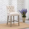 WestinTrends 24" Linen Fabric Tufted Buttons Upholstered Wingback Counter Stool - 2 of 4