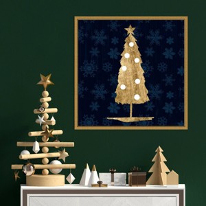 Amanti Art 22"x22" Blue and Tan Sophisticated Christmas II by Grace Popp Framed Canvas Wall Art Print - 1 of 4