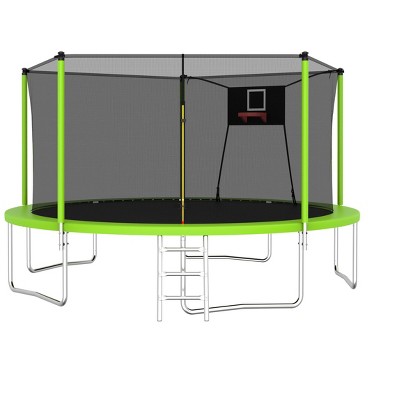 HFYee 8/10/14FT Safety-Enclosed Kids Trampoline Indoor/Outdoor Bounce Mat for Different Ages