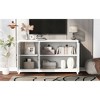59.1" MDF Modern TV Stand with Geometric Doors, Metal Handles, Two Cabinets and Solid Wood Legs for TVs up to 65" with Adjustable Shelves - 4 of 4