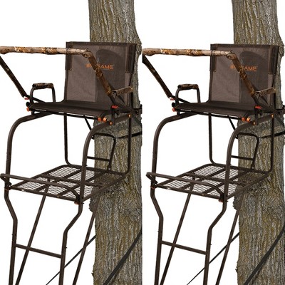 Big Game Treestands Hunter HD 1.5 18.5 ft Ladder Stand – Adjustable Shooting Rail, Extra-Wide Seat & Foot Platform, 350 lb Weight Capacity, Pack of 2