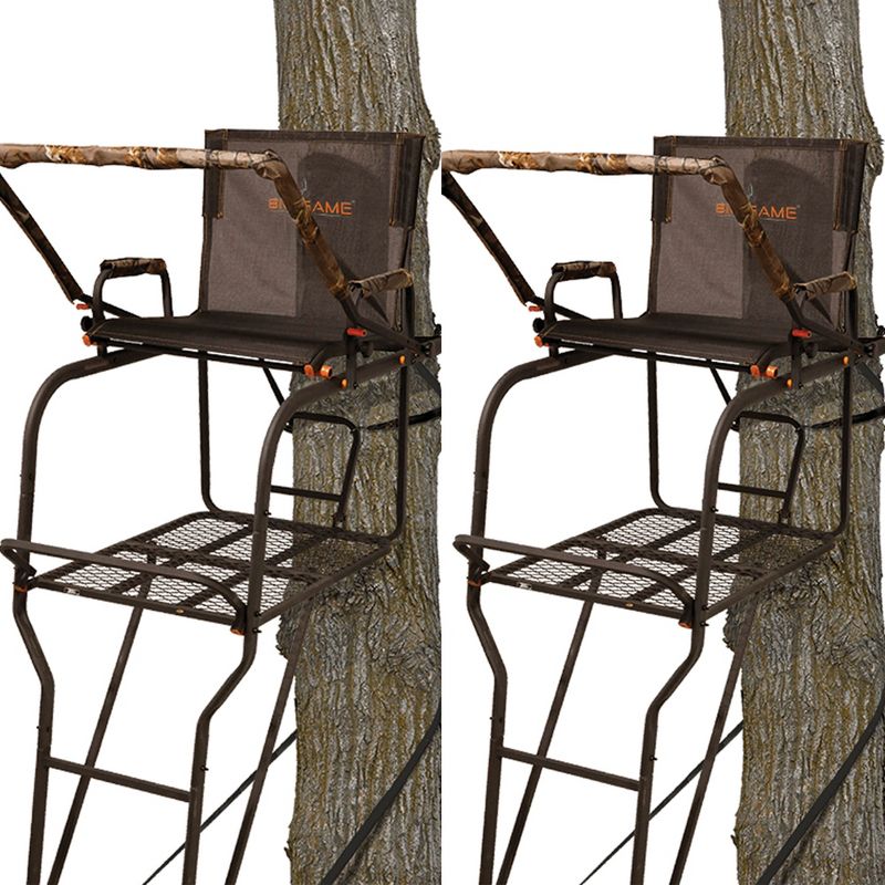 Big Game Hunter HD 18.5 Foot 1 Person Deer Hunting Adjustable Ladder Outdoor Tree Stand with Full Body Fall Arrest System, Camouflage (2 Pack), 1 of 7