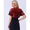 INSPIRE CHIC Women's Sequin Jacket Flared Sleeve Sparkly Bolero Crop Glitter Shrug - 3 of 4