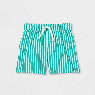 Toddler Boys' Pin Striped Swim Shorts - Cat & Jack™ Green 12M