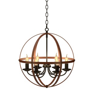 Costway 6-Light Orb Chandelier Rustic Vintage Ceiling Lamp w/Bronze Finish Light Fixture - 1 of 4