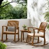 Selma 3pc Acacia Wood Rocking Chair w/ Cushion & Acacia Side Table - Teak - Christopher Knight Home: Weather-Resistant, Patio Chat Set - image 2 of 4