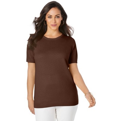 Jessica London Women's Plus Size Fine Gauge Crewneck Shell
