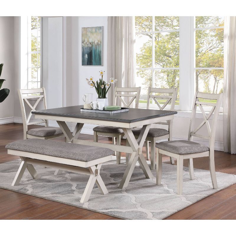 60&#34; Arga Transitional Wood Dining Table Gray/Antique White - HOMES: Inside + Out, 5 of 7