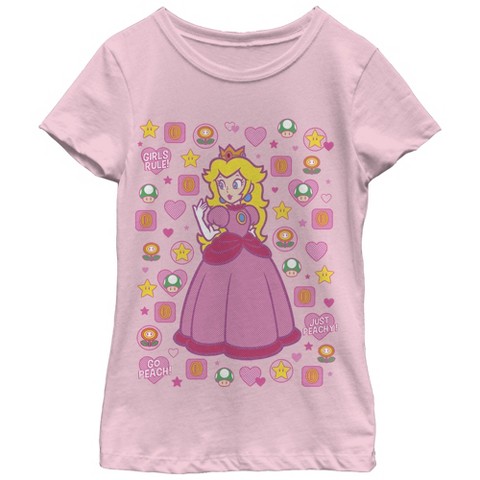 Nintendo Girl's Nintendo Princess Peach Girls Rule T-Shirt - Light Pink - Small