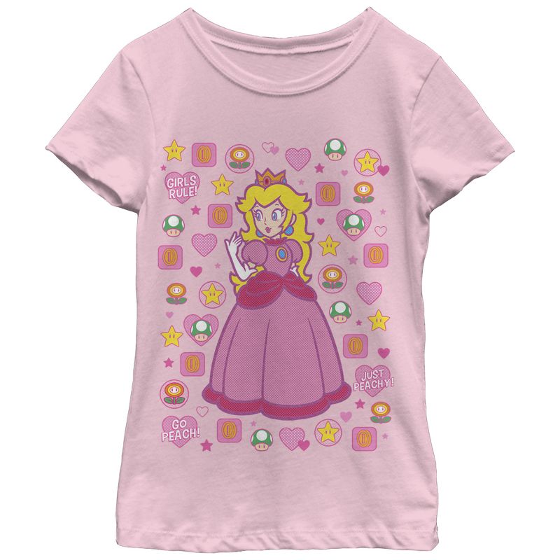 Girl's Nintendo Princess Peach Girls Rule T-Shirt, 1 of 7