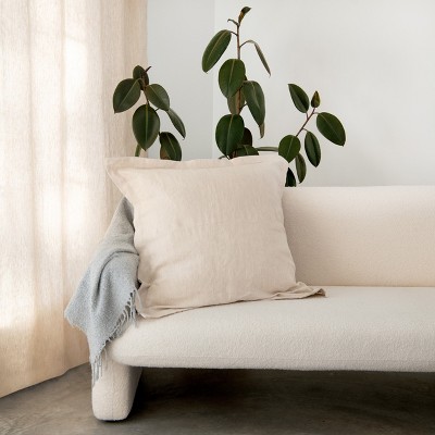Putty Heather French Linen Flanged Euro Sham 27.5" x 27.5"