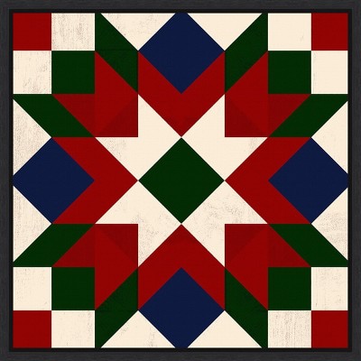 Christmas Barn Quilt IV Red Green and White Canvas Print
