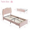 Homhougo Twin Bed Frame with Smart LED Lights and Bear-Shapped Upholstered Headboard,Velvet Princess Platform Bed for Girls, Easy Assembly, Pink - 2 of 4