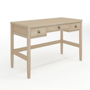 Martha Stewart Rhett Home Office Writing Desk with Tapered Legs in Light Natural with Antique Bronze Hardware - 1 of 4
