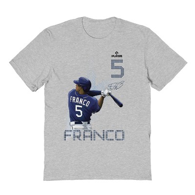 MLBPA Men's Franco Pw Licensed Mlb Tampa Bay Rayswander Franco Short Sleeve Graphic Cotton T-Shirt - Sport Grey 2X