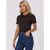 INSPIRE CHIC Women's Elegant Puff Sleeve Polka Dots Peter Pan Collar Vintage Shirt Top - 2 of 4