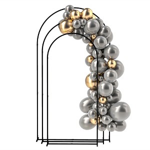 Metal Arch Backdrop Stand Set of 3, 7/6.5/6 ft Wedding Arch Frame, Balloon Backdrop Arch Stand Set for Birthday Party, Bridal Shower, Graduation - 1 of 4