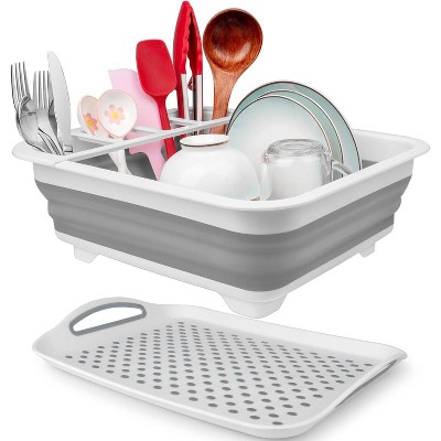 Collapsible Dish Drying Rack with Drainboard, Portable Sink Organizer for Kitchen Counter and RV