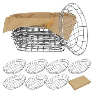 Aoibox 12 Pack Oval Metal Bread Baskets with 50 Deli Wrapper Papers for Serving Rolls, Fruits, and Baked Goods in Restaurants and Kitchens - 1 of 4