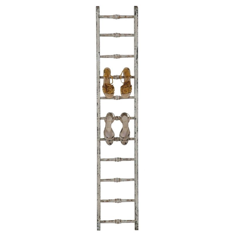 12.5&#34;x69&#34; Decorative Wood Ladder Distressed White - Storied Home, 3 of 9