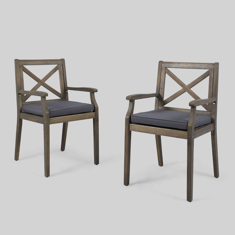 Perla 2pk Acacia Wood Patio Dining Chair - Christopher Knight Home, 1 of 7