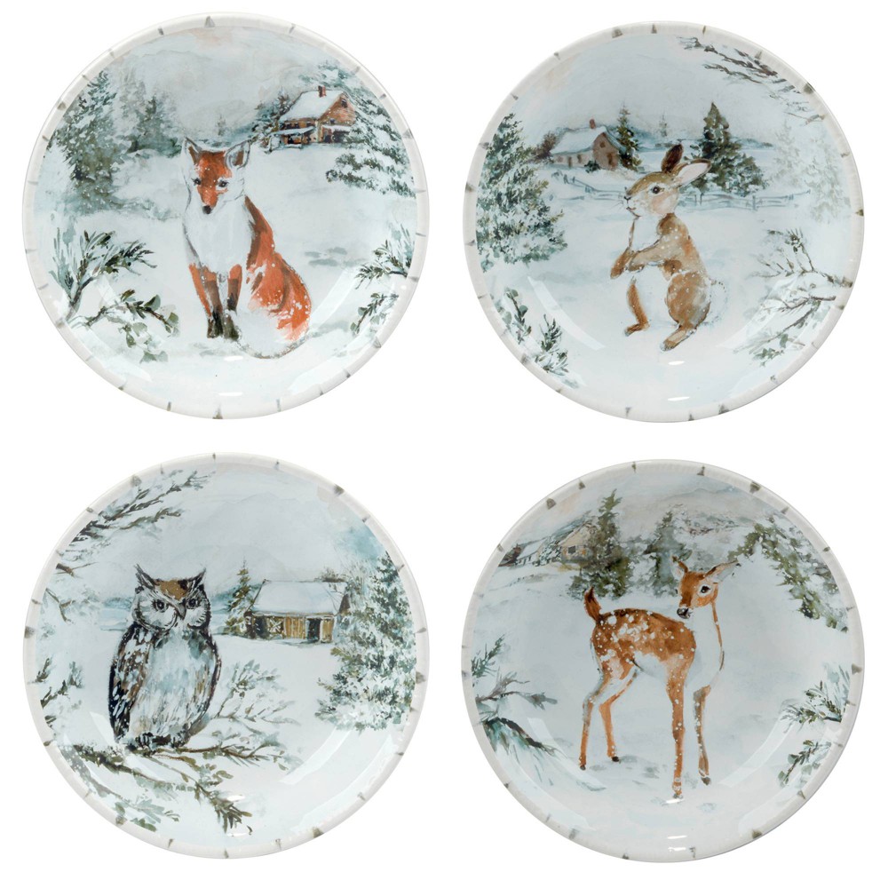 Certified International Set of 4 38oz Winter's Frost Soup Bowls
