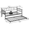 Metal Daybed with Trundle Bed, Twin Size Day Bed with Premium Metal Frame and Steel Slat Support - 2 of 4