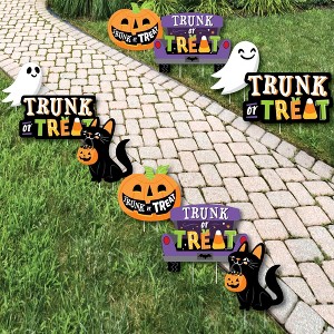 Big Dot of Happiness Trunk or Treat - Cat Pumpkin Trunk Lawn Decorations - Outdoor Halloween Car Parade Party Yard Decorations - 10 Piece - 1 of 4