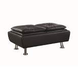 Simple Relax Leatherette Storage Ottoman with Reversible Trays, Black