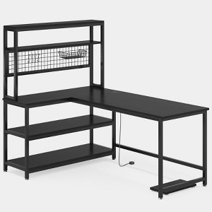 Tribesigns 55.11" Computer Desk with Wireless Charging 5 Storage Shelves, Office Desk Study Table Writing Desk with Hutch for Home Office - 1 of 4