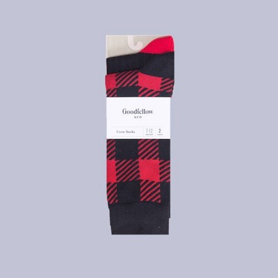Men's Buffalo Plaid Novelty Socks 2pk - Goodfellow & Co™ Red 10-13