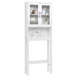 Costway Over the Toilet Storage Cabinet Bathroom Space Saver w/Tempered Glass Door White