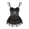 Clotth Women's Sheer Mesh Corset Lingerie Set - Padded Steel supportive Bustier and Thong, Sleepwear Uniform Set - 4 of 4